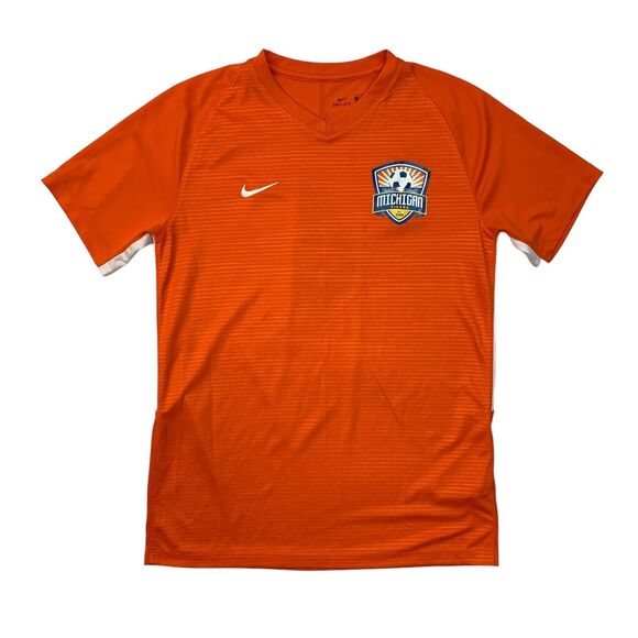 Nike Michigan Tigers Soccer Jersey Mens M Medium Orange Dri Fit Lightweight Tee - Picture 1 of 11